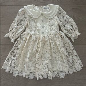 SELF-PORTRAIT Girls Embellished guipure lace dress
Cream color size 7-8